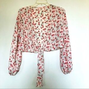 Misty Rose Floral Long Sleeve Cardigan Wrap- Size Small